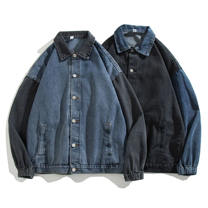 Куртка мужская демисезонная из денима однобортная свободная уличная одежда с
