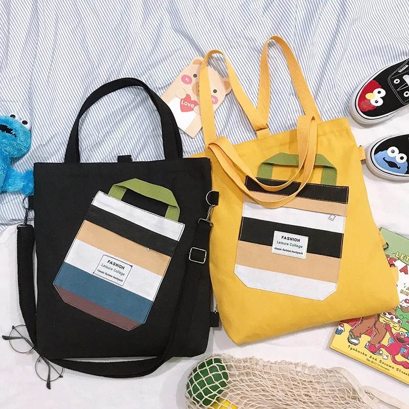 

women bag 2020 new Korean ladylike Canvas tote bag Solid Zipper Soft shoulder bag handbag bookbag shopping bag high-capacity