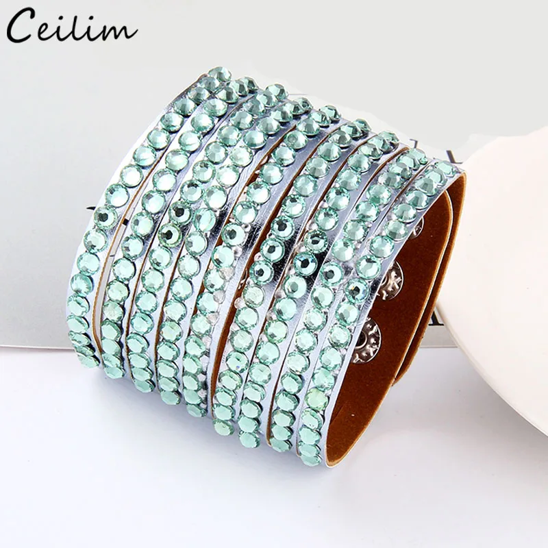 Модный широкий браслет на застежке с кнопкой для женщин роскошные кожаные