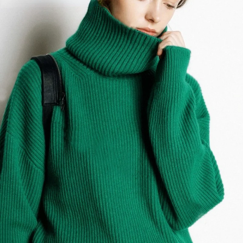 

Turtlenecks Sweater Women Autumn Winter Wool Warm Casual Loose Solid Jumpers Lady Sweaters Knitted Pullover Women Top Pull Femme