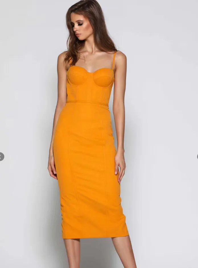 Летнее модное сексуальное платье повязка до колена без рукавов 2020 дизайнерское