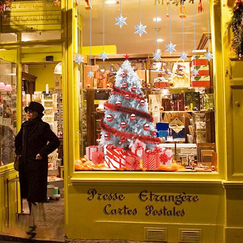 2 шт Рождество Wall Art Наклейки большой окна настенные наклейки Белый