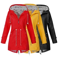 50hotwomen coat dual pockets windproof solid color season transition slim waist casual hooded jacket for autumn winter