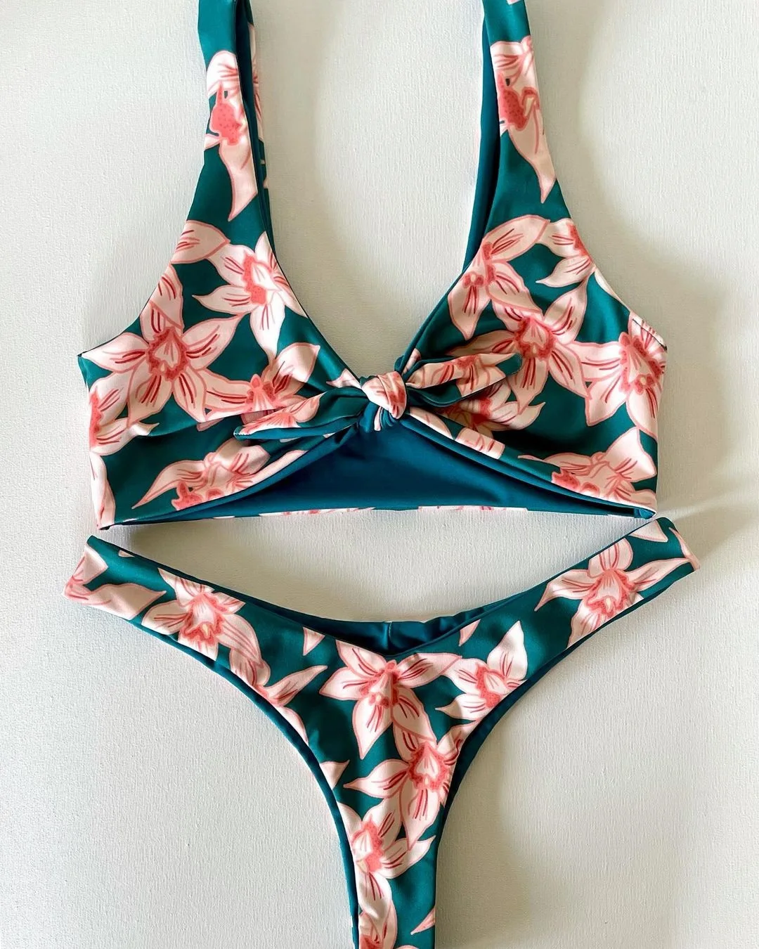 Bathing Printed Beachwear Suit Swim Set Women Floral Pattern Swimwear Bikini Point Bow Swimsuit Sexy 2021 | Женская одежда