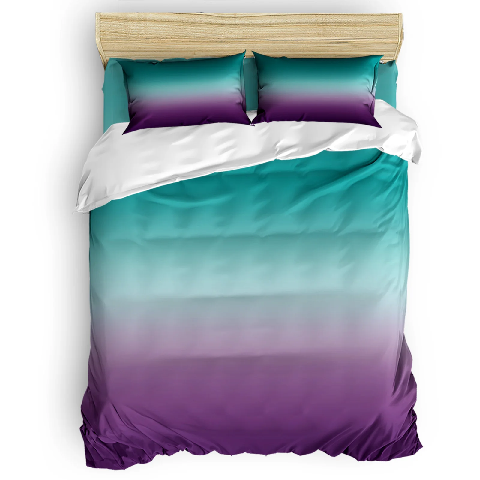 

Cyan Turquoise Purple Gradient Luxury Duvet Cover Sets Fashion Bedding Set Home Decoration Bed King Size Comforter Set