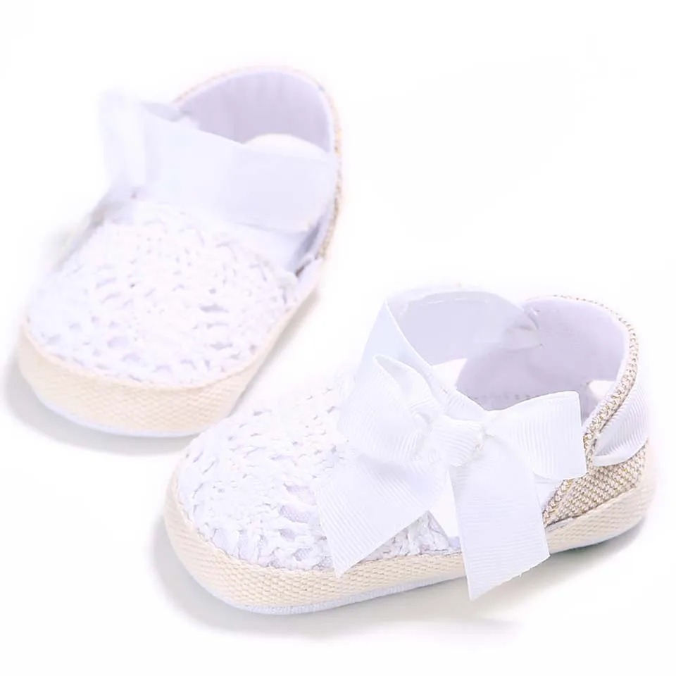 

Newborn Baby Shoes for Girls Soft Sole Mary Jane Toddler Infant First Walkers Crib Babe Crochet Flat Shoe Bow Knot Spring Autumn