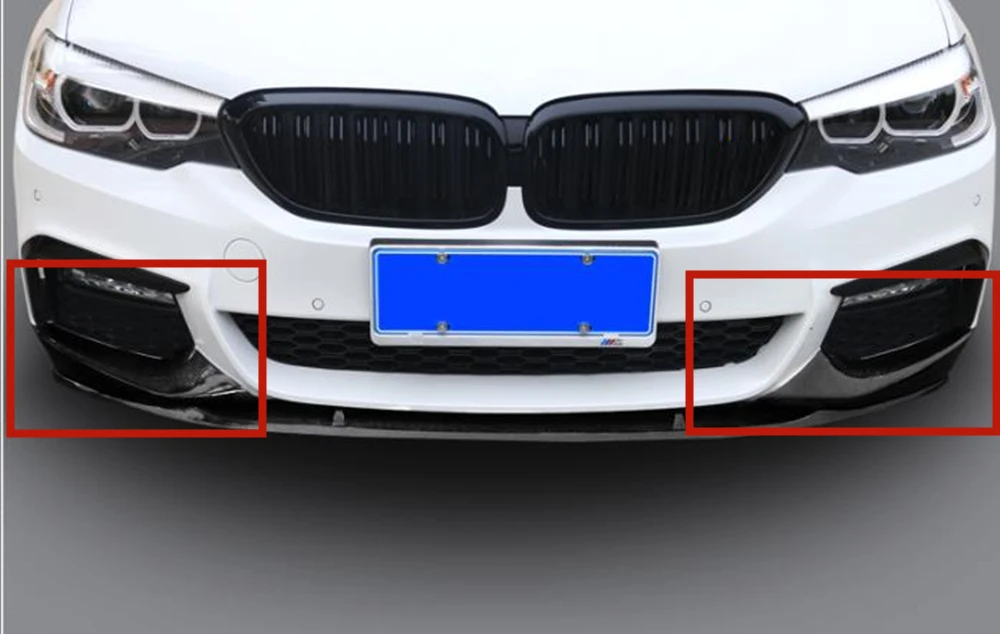 

2PCS Car Side Spoiler Spats Trim For BMW G30 540i M550i Carbon Fiber Style M-Sport Front Bumper Splitters Corner Cover 2017-2020