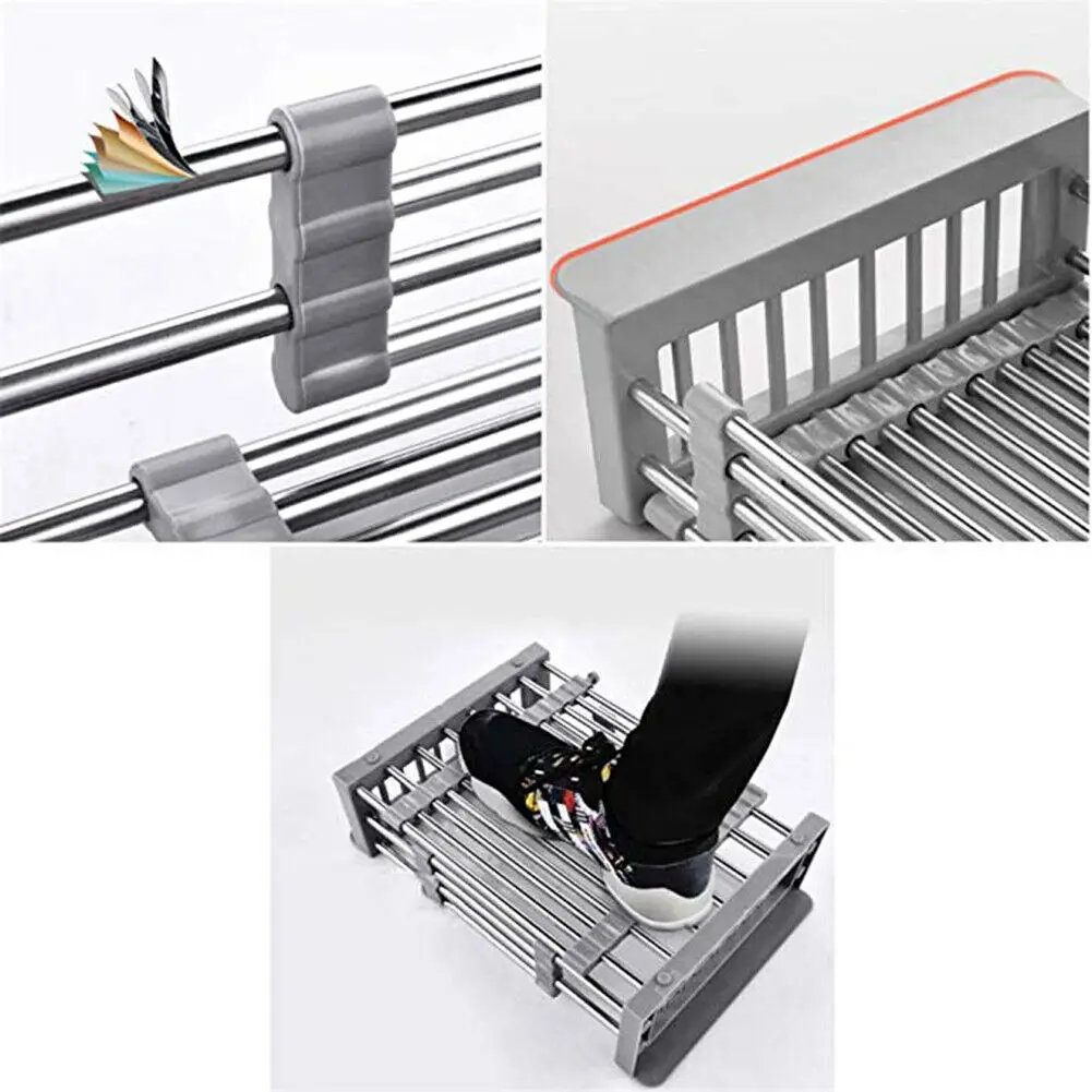 

Rack Drain Basket Stainless Steel Telescopic Sink Dish Drainers For Kitchen Drain Shelf Installation Holder Dish Drying Rack-35