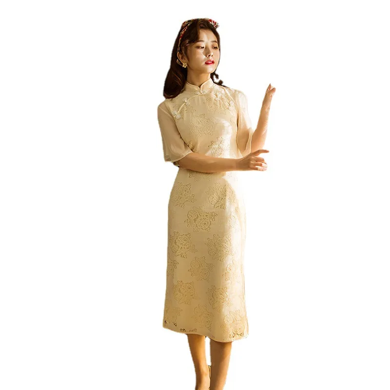 

Cheongsam Modified Dress Sweet Temperament Student Girl Daily Retro Young French
