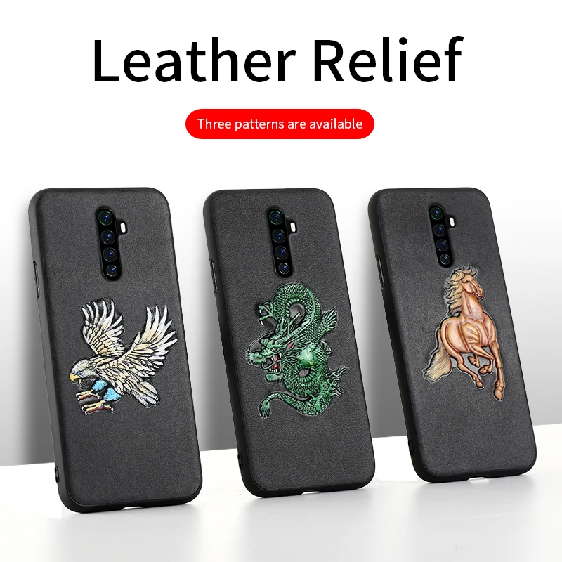 3d emboss genuine leather phone case for realme x2 pro xt gt x7 x50 pro 5 7 6 8 pro cover for oppo a9 reno 5 4 2 find x2 x3 pro free global shipping