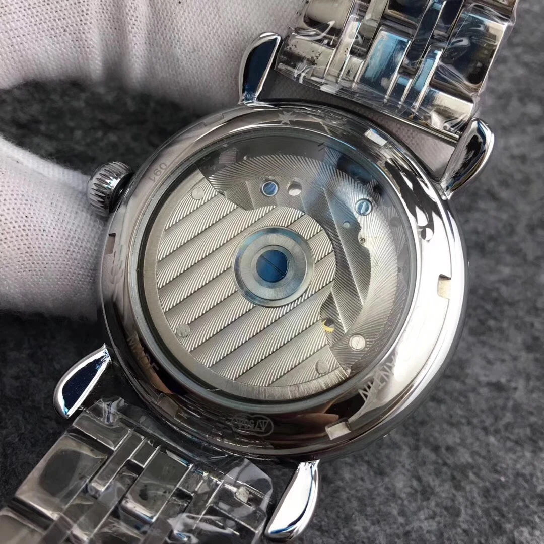 

Classic Men Automatic Mechanical Watches Stainless Steel Luminous Rose Gold Black Leather Tourbillion Sapphire Glass Back