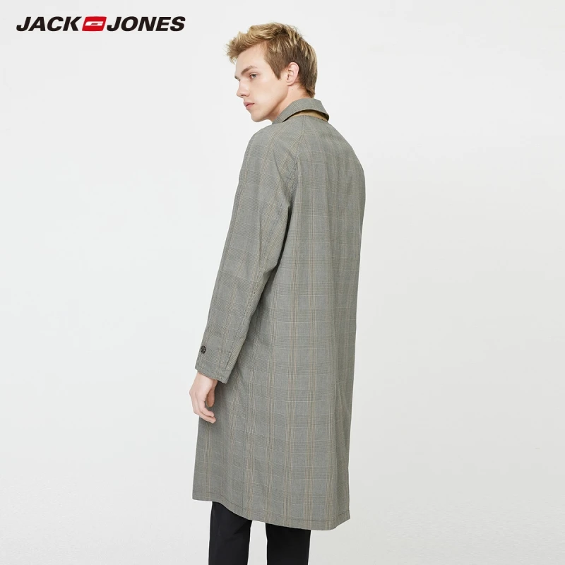 Мужской Двусторонний Тренч JackJones модный средней длины с лацканами базовая