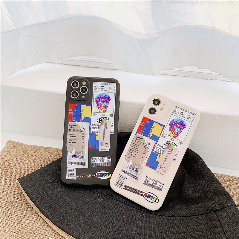 

Cute Cartoon David Phone Case For iPhone 12 Mini 11 Pro XS MAX X XR 7 8 Plus Soft Straight Edge Silicone TPU Cover Fundas Coque