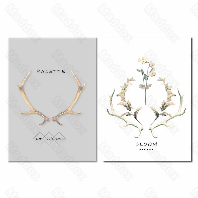 

Canvas Printing Modern Minimalist Antler Shape Black and White Two-Color Paintings Personality Creative Decorative Painting