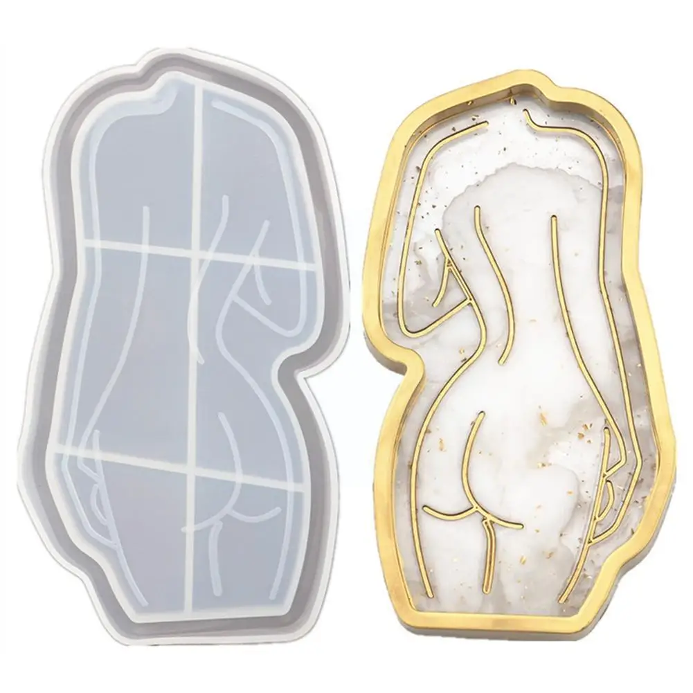 

Resin Silicone Mold For Resin Craft Sexy Girl Body Abstract Plate Mirror Tray Silicone Mold DIY Key Holder Handicrafts S6H2