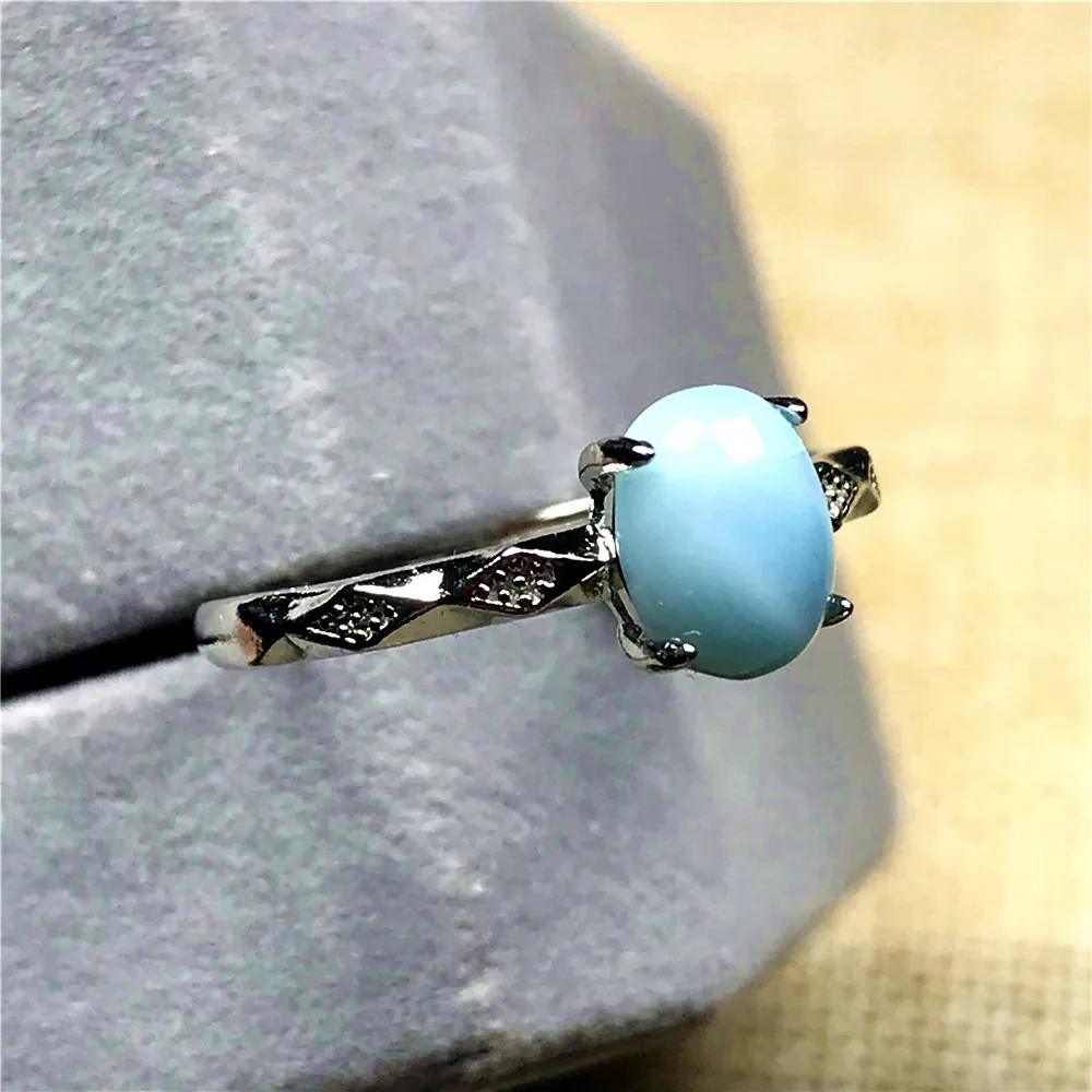 

Кольцо с ларимаром, натуральное синее, 7x5 мм, регулируемое