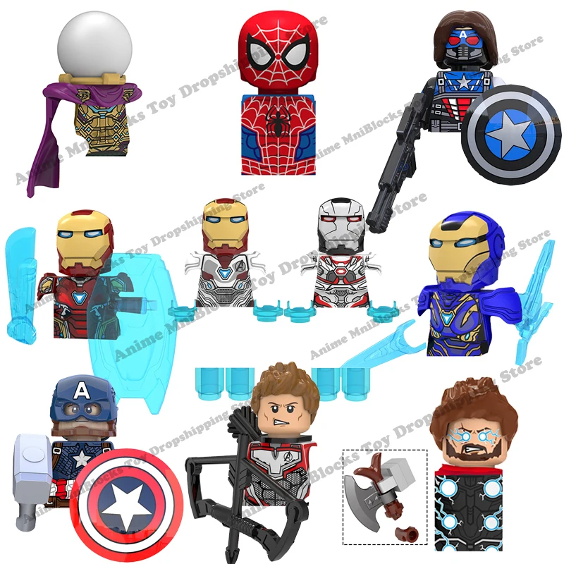 

Iron man Spiderman Thor Captain America Venom anime bricks Disney anime dolls mini action toy figures Assemble blocks kids gifts