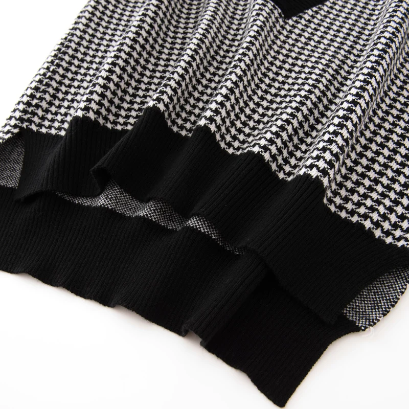 

women 2020 fashion oversized knitted vest sweater V neck sleeveless houndstooth loose female waistcoat chic tops