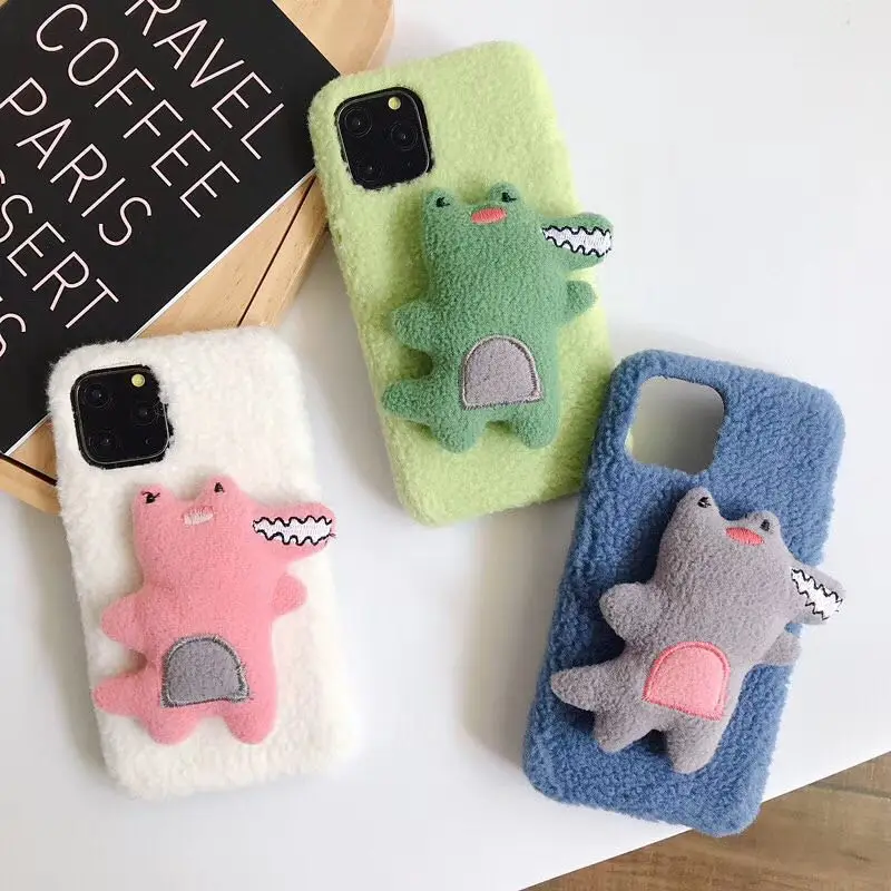 Зимний Теплый Прекрасный пушистый чехол для телефона с рисунком в виде животного