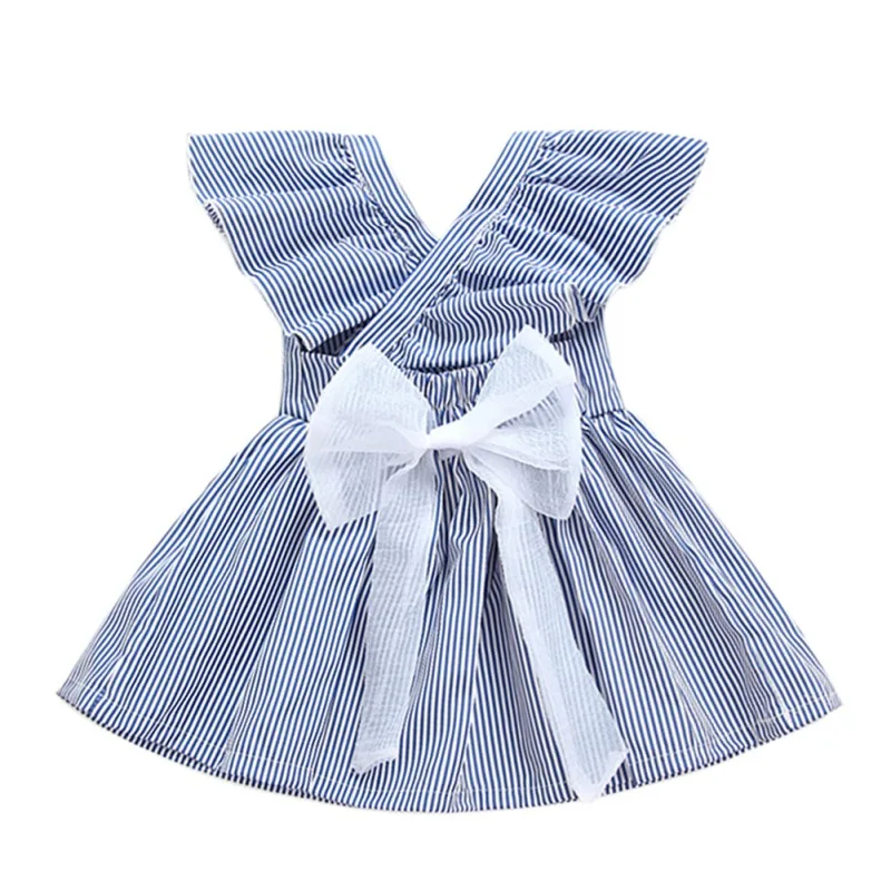 Baby Girls Princess Dresses Kids Clothes Dress For Short Sleeve Girl Vestidos Striped Children Party Clothing | Детская одежда и