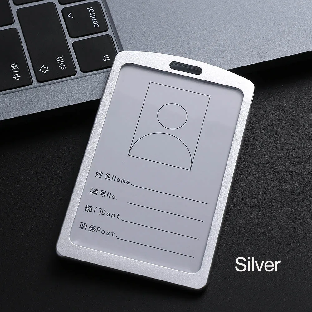 029 SILVER 1 шт. держатели именных карточек из алюминиевого сплава для работы визитная карточка ID бейдж талреп держатель горячий вертикальный металлический ID деловой чехол - Цвет: 029 SILVER