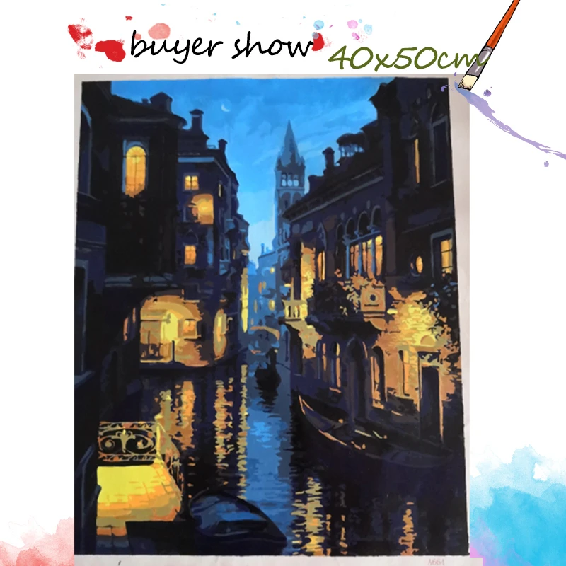 AZQSD безрамный городской пейзаж DIY цифровая картина маслом по номерам Европа