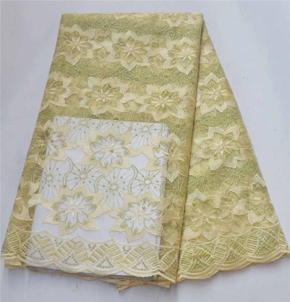 Африканская кружевная ткань 2019 Высококачественная молочная шелковая