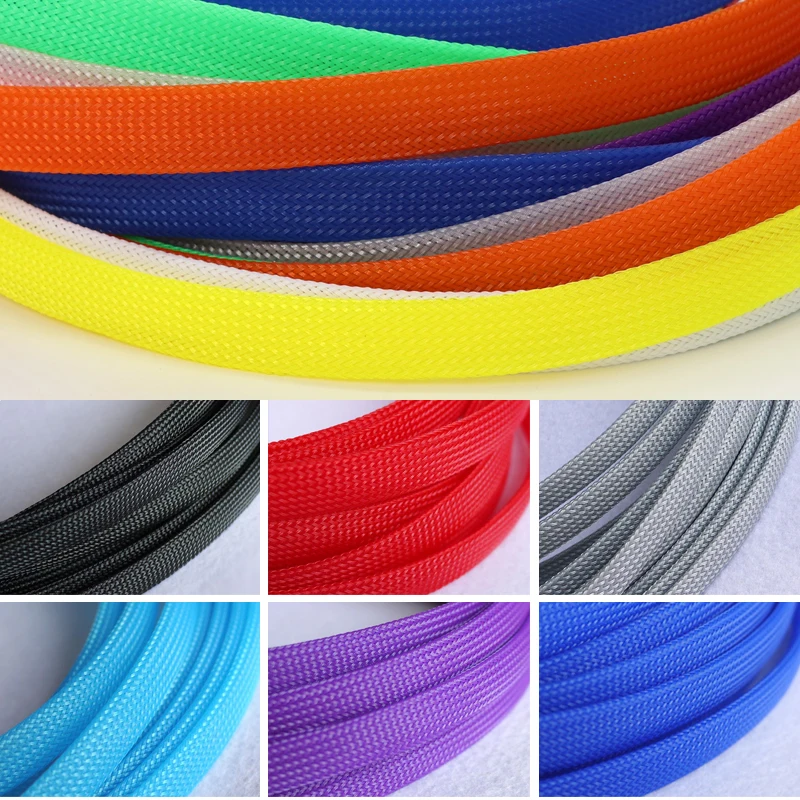 

50M 2 4 6 8 10 12 14 16 18 20 25 30 40 mm High Density PET Braided Expandable Sleeve Wire Wrap Insulated Nylon Protector Sheath