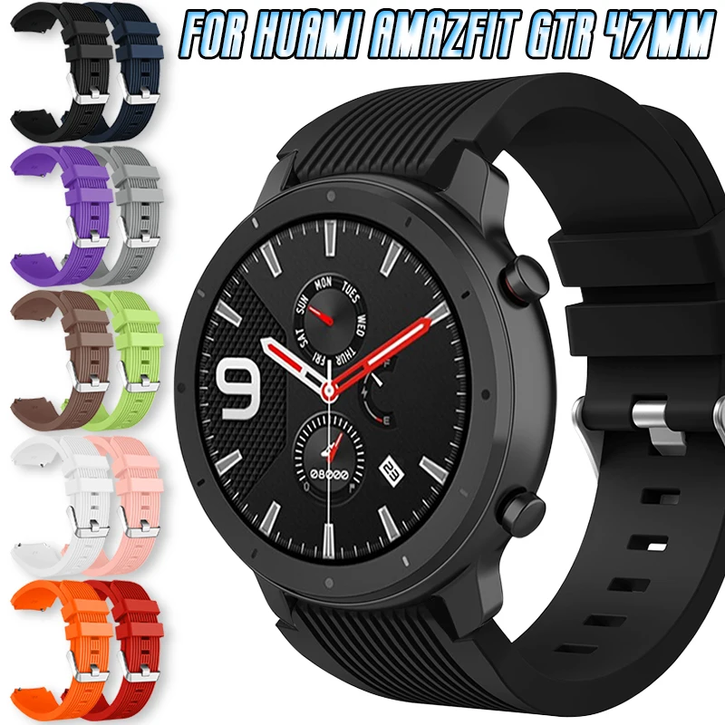 

For Huami Amazfit GTR 47mm Watch Silicone Strap Smartwatch Replacement 22mm Stripes Texture Sport Bracelet Wristband Accessories