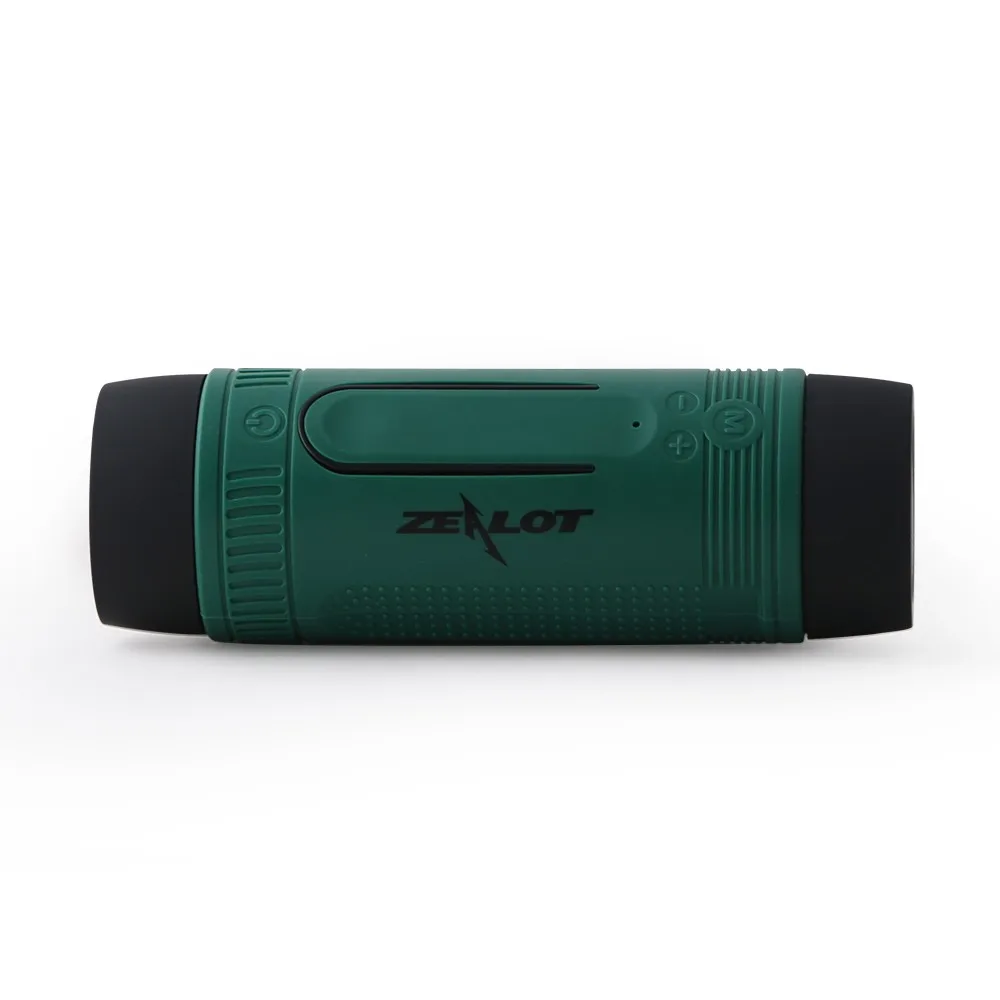 Zealot S1 Колонка Bluetooth динамик велосипедный портативный сабвуфер бас водонепроницаемые беспроводные динамики Внешний аккумулятор+ светодиодный светильник+ крепление для велосипеда - Цвет: Green Speaker