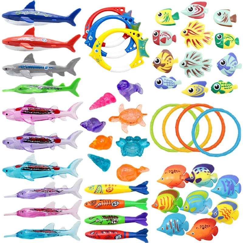 

Children Summer Swimming Diving Toys Shark Diving Fish Ring Treasure Hunt Pool Water Games Children Training Swimming Pool Toy