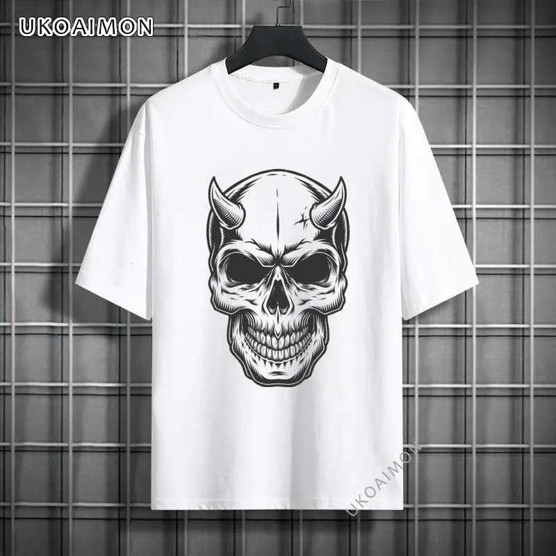 

Skull Art Demon Devil Europe Funny T-Shirt Street Short Sleeve T Shirts Men's Prevalent TShirts Fashionable O Neck T-Shirts
