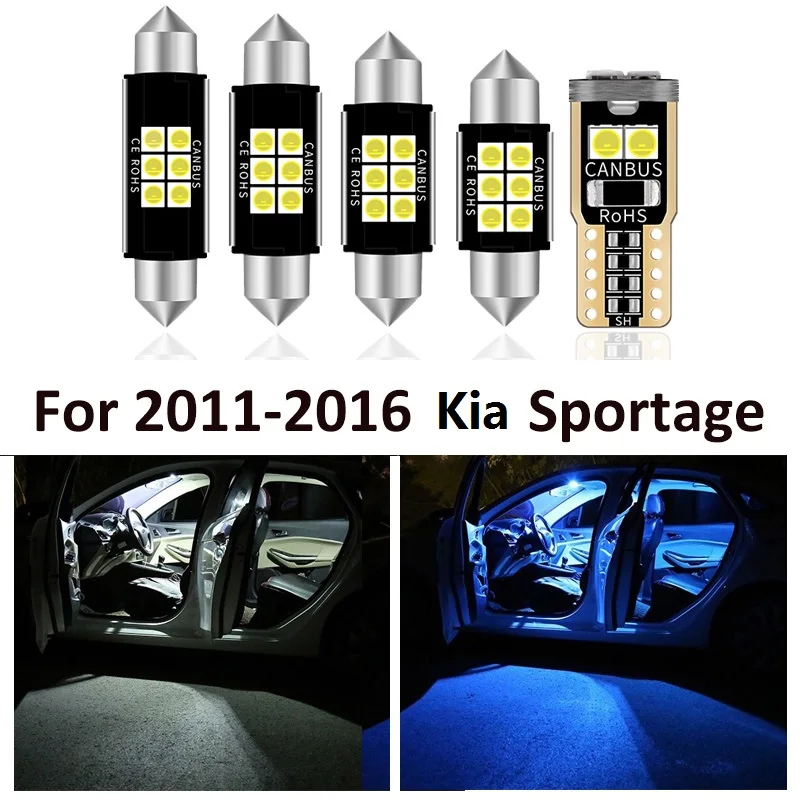 

9pcs Colorful Car Interior LED Light Bulbs Package Kit For 2011-2016 Kia Sportage T10 31MM 39MM Map Dome Trunk Lamp Accessories