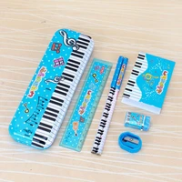 music piano note pencil ruler earser sharpener 7 in 1 stationery set for boys girls kids student gift school office supply
