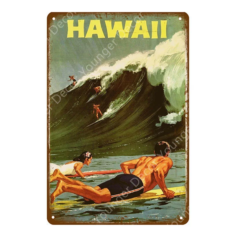 YD6872H Алоха комнаты Тики Бар Декор Винтаж Cal Surf плакат Жизнь Пляж металлические знаки стены Искусство Живопись тарелка Приморский клуб доска YH066 - Цвет: YD6872H
