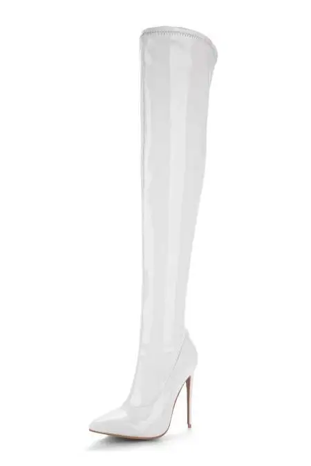 

sexy super high-heeled fine-heeled women's boots size 40-48 2019 patent leather over-knee boots