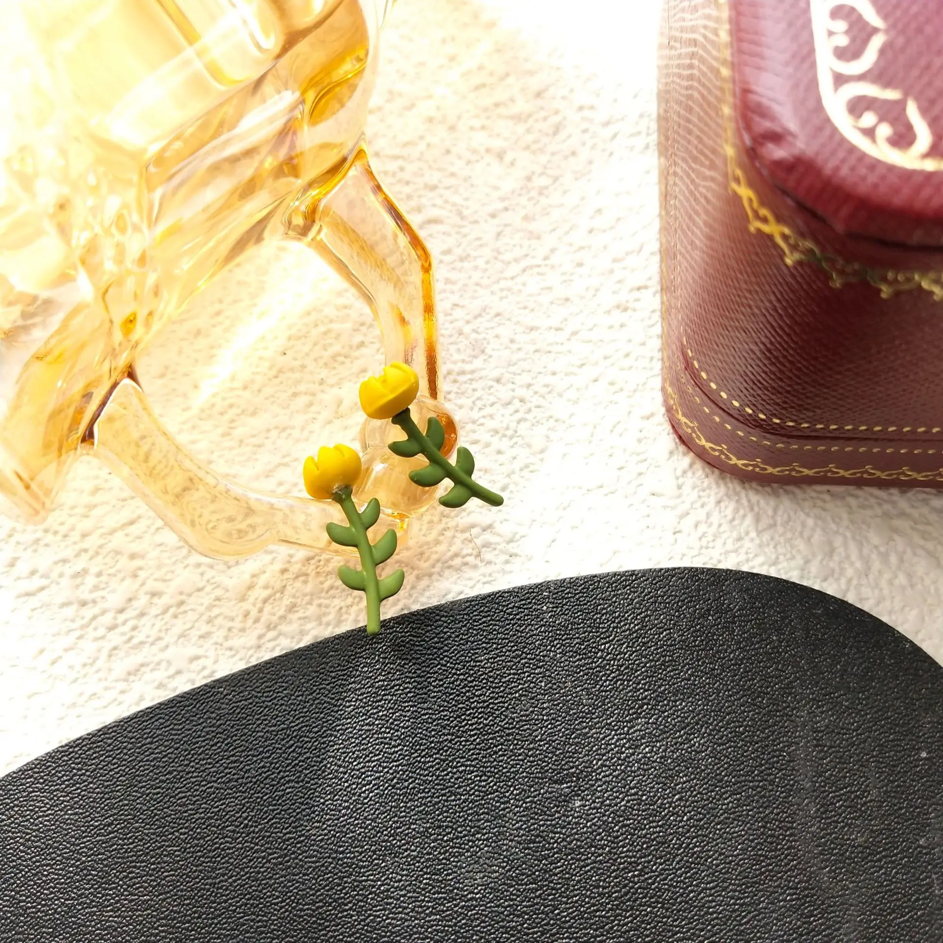 

SNCSDK 2020 New Trendy Cute Hit Color Flower Yellow Frosted Japanese Girl Student Women's Stud Earrings Temperament Accessories