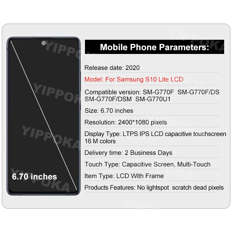 Pantalla LCD Original de 6,7 pulgadas para Samsung Galaxy S10 Lite, digitalizador de pantalla t&aacute;ctil SM-G770F/DS para Samsung SM-G770F/DSM SM-G770F-1