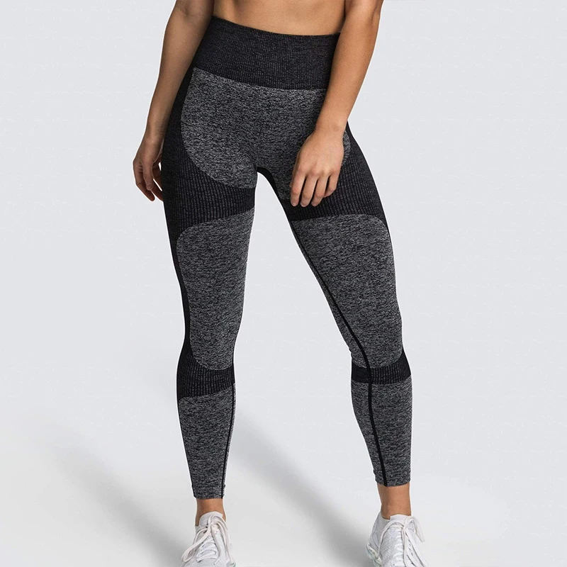 Women Seamless Push Up Sports Leggings Solid High Cut Gym Training Yoga Pants Solid Elastic Breathable Slim Running Tights