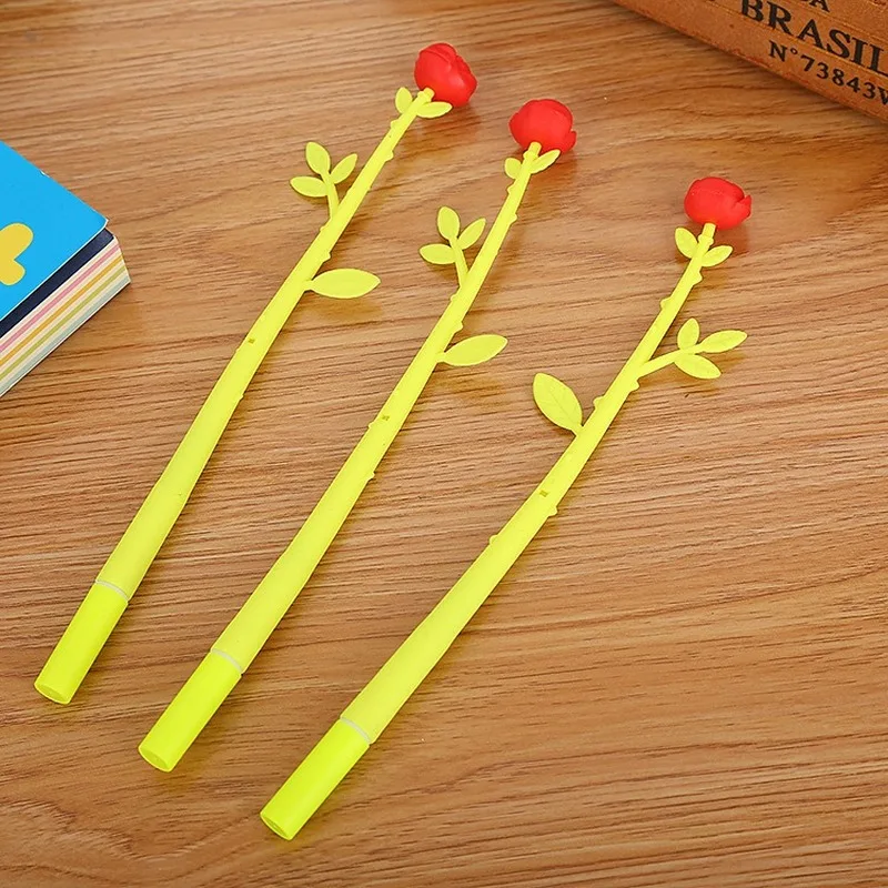20 PCs Gel Ink Pens Set Creative Stationery Simulation Flowers Cartoon Pen Cute Roses Office Learning Stationery Gifts Wholesale