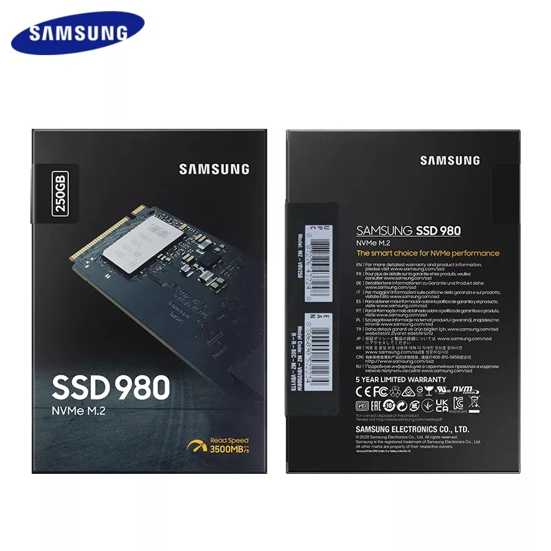 SAMSUNG SSD 100% NVMe M.2 980  250       M2 500 TLC PCIe Gen 2280x4, NVMe 3, 0