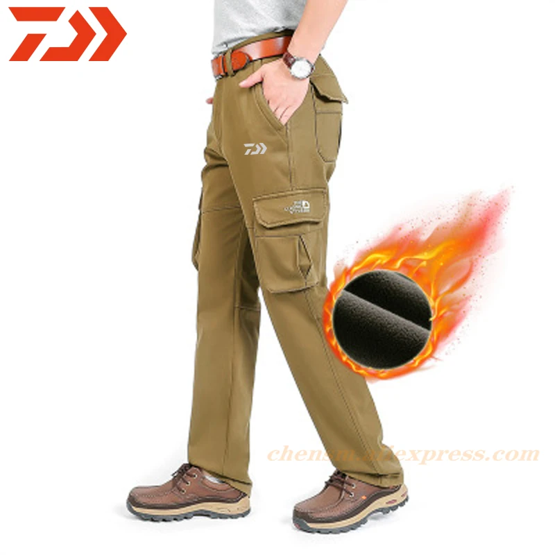 Dawa 2020 New Fishing Thicken Plus Size Camping Outdoor Windproof Men's Trousers Cotton Velvet Multi-pocket Casual Pants | Спорт и