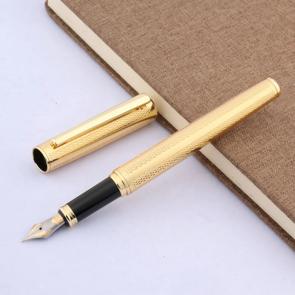 Золотой текстурированные волны металла мода иридий м ручка фонтана канцелярские