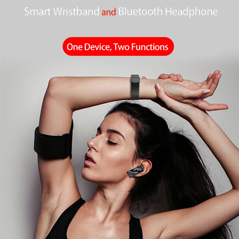 iMice B6 0.96inch Wireless Earphones Bluetooth Headset 2 in 1 Call Listen To Music Step Counter Sports Smart Watch for men women |