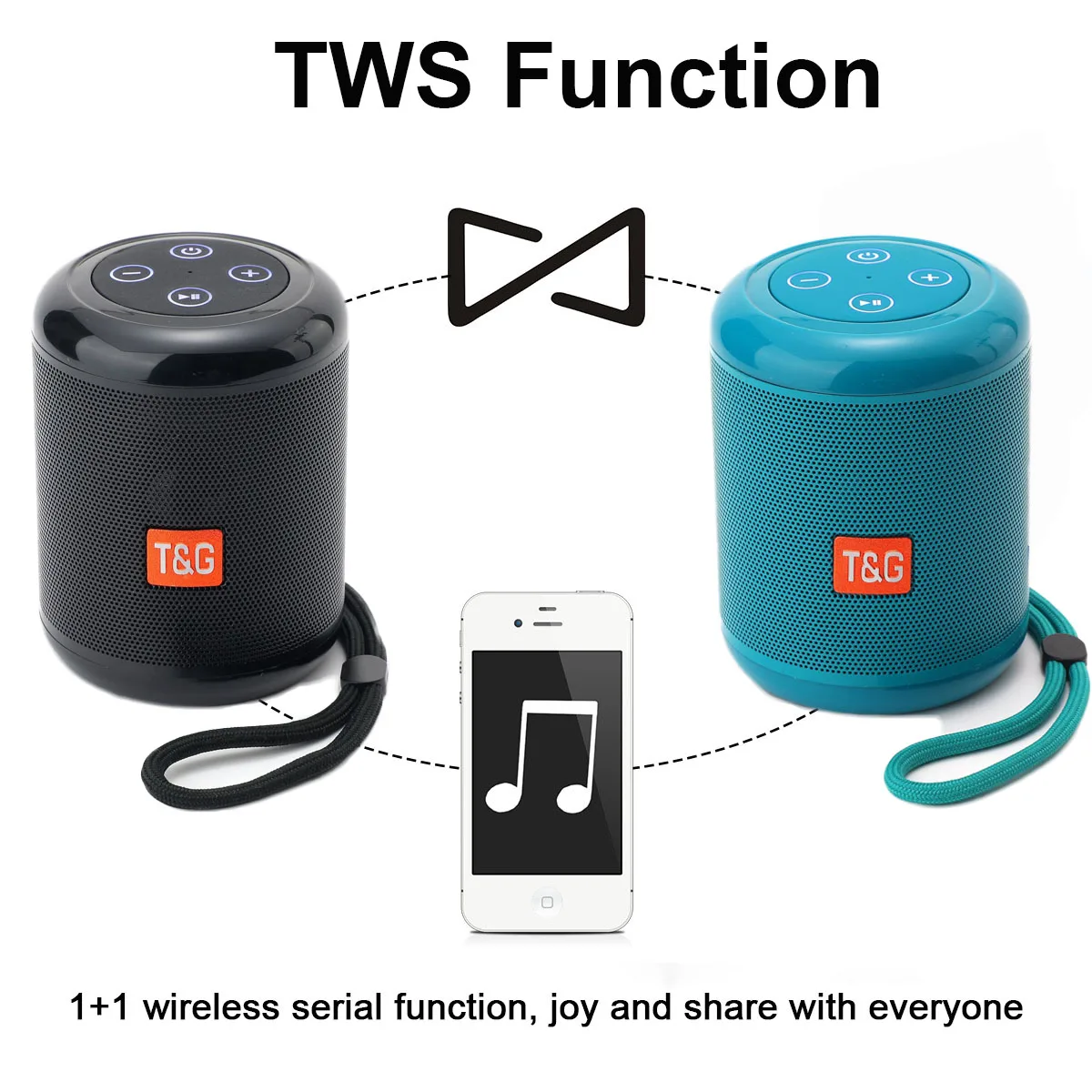 Портативная беспроводная Bluetooth-Колонка TWS звуковая система стерео сабвуфер