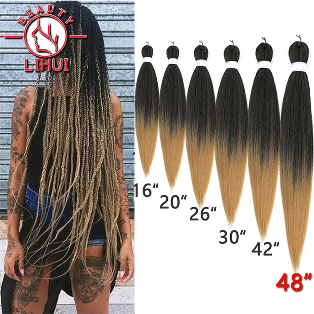 

LIHUI Pre Stretched Braiding Hair Synthetic Jumbo Braids Hair Easy Professional Yaki Texture Braids Hair Extensions Wholesale