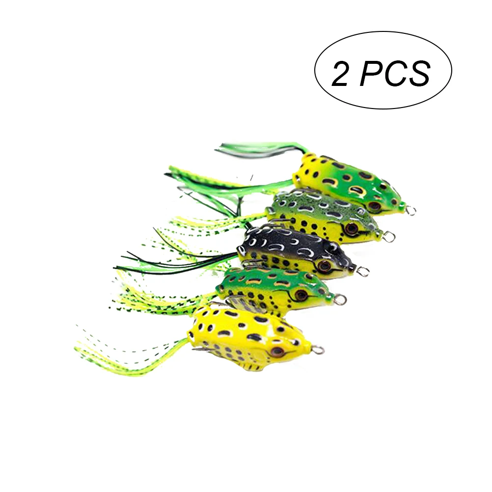 

2 Pcs Lifelike Topwater Fishing Lures with Double Hooks Colorful Crankbait Kit for Bass Snakehead Saltwater Freshwater Fishing