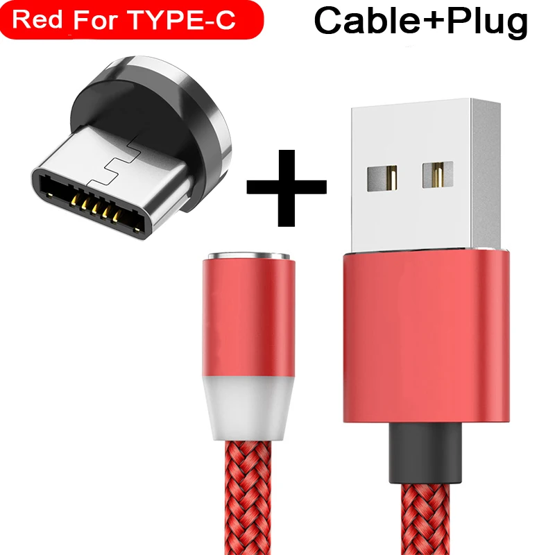 For Type C Red Магнитный usb-кабель для быстрой зарядки USB type C кабель магнитное зарядное устройство для зарядки данных Micro usb кабель мобильного телефона кабель USB шнур - Цвет: For Type C Red