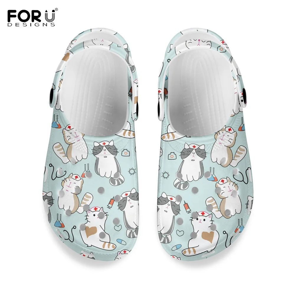 Verkauf FORUDESIGNS Cartoon Krankenschwester Katze Schöne Muster Damen Hausschuhe Sommer Atmungs Hause Casual Sandalen Für Frauen Alias De Mujer