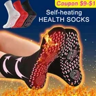 Самонагревающиеся массажные носки для женщин и мужчин, Самонагревающиеся Медицинские носки, массажные носки для магнитной терапии, зимние теплые носки из полыни